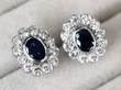 Antique Oval Sapphire and Diamond Earrings in white gold