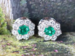 emerald and diamond cluster earrings