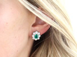 Oval Cut Emerald Cluster Earring wearing