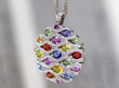 Multi Coloured Sapphire Pendant Necklace in white gold