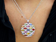 Multi Coloured Sapphire Pendant Necklace wearing