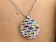 Multi Coloured Sapphire Pendant Necklace being worn
