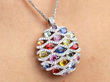 Multi Coloured Sapphire Pendant being worn