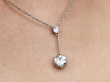 Diamond Drop Necklace being worn