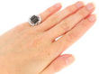 Onyx Art Deco Ring with Diamonds being worn