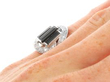 Onyx Art Deco Ring with Diamonds on hand