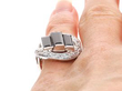 Onyx Art Deco Ring with Diamonds on finger