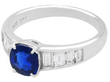 Vintage Sapphire Ring with Diamond Baguettes in platinum