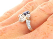 Victorian Diamond and Sapphire Twist Ring on hand