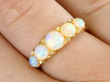 Five Stone Opal Ring in Gold on finger