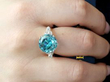 Antique Blue Zircon Engagement Ring on finger