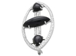 Navette Onyx and Diamond Brooch Side