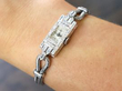 wearing Ladies Art Deco Platinum Diamond Cocktail Wristwatch