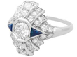 Diamond and Sapphire Art Deco Ring in platinum
