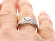 Diamond Art Deco Ring in White Gold on finger