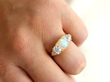 Opal Trilogy Ring with Diamonds in Yellow Gold wearing