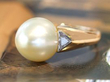 vintage Gold Cultured Pearl and Diamond Ring