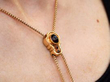 Wearing 1.60ct Garnet and 14ct Yellow Gold Chain On Neck Close Up