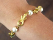 Vintage Gold and Pearl Bracelet on wrist