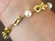 wearing Vintage Gold and Pearl Bracelet