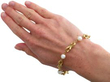 wearing Vintage yellow Gold and Pearl Bracelet