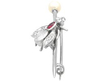 Antique 0.26ct Ruby, 1.02ct Diamond, Pearl and Silver Set Insect Bar Brooch