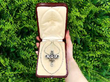 Edwardian Diamond Brooch pendant in Yellow Gold boxed outside