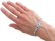 Wearing Art Deco Platinum Diamond and Sapphire Bracelet