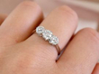 Antique 1.89ct Diamond and Platinum Three Stone Ring On Hand