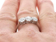 Antique 1.89k Diamond and Platinum Trilogy Ring On Hand