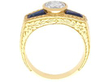 Gold Bezel Set Diamond Ring with Sapphires side