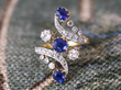 antique Edwardian Sapphire and Diamond Twist Ring
