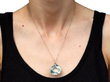 43.78 Carat Aquamarine Pendant in Platinum wearing