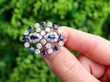18k White Gold Sapphire and Diamond Brooch outside