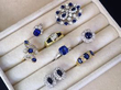 sapphire and diamond jewellery in a tray