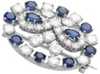 vintage 18k White Gold Sapphire and Diamond Brooch
