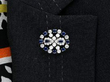 18k White Gold Sapphire and Diamond Brooch wearing