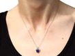 Vintage Cushion Cut Sapphire Pendant in White Gold wearing