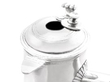 close up of lid on Antique Silver Side Handled Hot Chocolate Jug