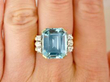 10 Carat Aquamarine Ring in Yellow Gold on finger