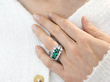 Vintage Octagonal Emerald and Diamond Ring wearing