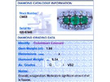 Vintage Octagonal Emerald and Diamond Ring grading card