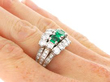 Vintage Octagonal Emerald and Diamond Ring in white gold wearing