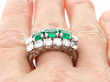 wearing Vintage Octagonal Emerald and Diamond Ring in white gold