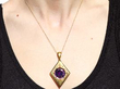 Kite Shaped Amethyst Pendant in Gold wearing