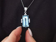 vintage 14 Carat Aquamarine Pendant Necklace in White Gold