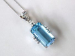 vintage aquamarine and diamond white gold pendant