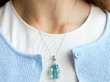 Aquamarine and diamond Pendant Necklace in White Gold wearing