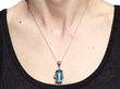 14 Carat Aquamarine Pendant Necklace in White Gold wearing