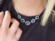 Vintage Statement Sapphire Necklace with Diamonds wearing